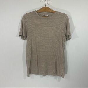 3 for $20 Club Monaco Beige and White Striped Linen T Shirt